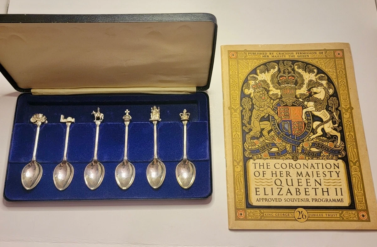CollectableQueen Elizabeth II ENGLISH SILVER SPOONS AND Souvenir Program