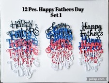 12 PCS. HAPPY FATHERS DAY PAPER DIECUT EMBELISHMENT FOR SCRAPBOOK AND CARD DECOR