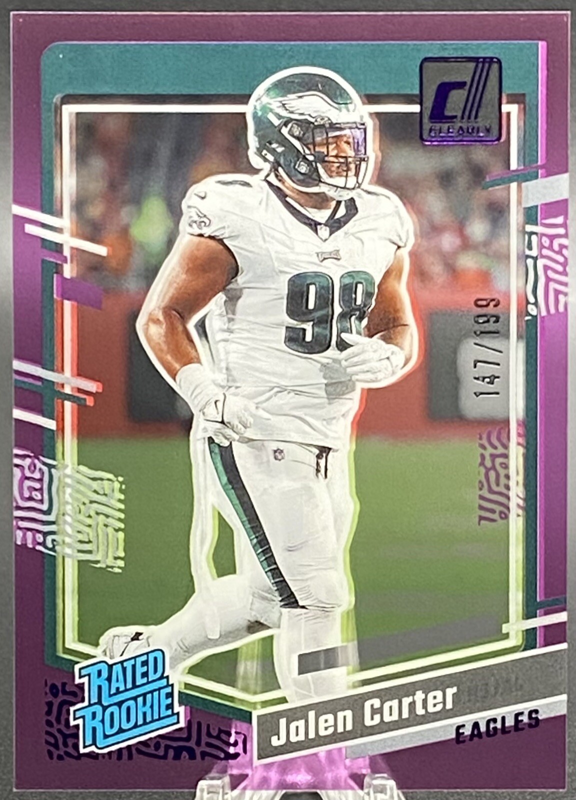 2023 Clearly Donruss Purple Jalen Carter #64 Philadelphia Eagles 147/199 EB71