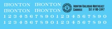 N Scale - Ironton Railroad Northeast Style Caboose Decals