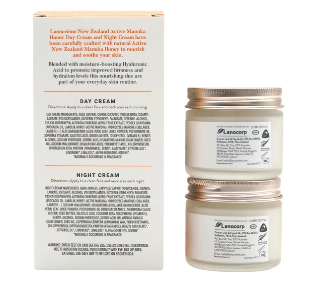 Lanocreme Active Manuka Honey Day & Night Cream SET With Hyaluronic Acid SEALED - Image 2 of 3