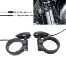 LED Amber Turn Signal Light 41mm Front Rear Fork Clamp Universal Fit For Harley