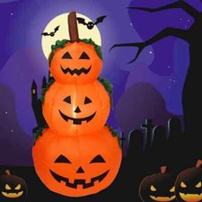 Halloween Inflatable 4/5/6FT Ghost with LED RGB Color Changing Light Indoor Outd