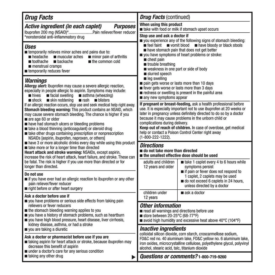 Ibuprofeno IB, 200 mg, 1.000 cápsulas alivio rápido del dolor fiebre Kirkland Foto 3 de 3