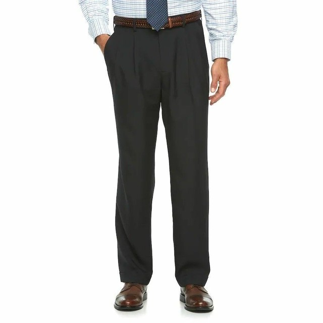 Croft & Barrow True Comfort OPTICOOL Black Pleated Dress Pants 40x36