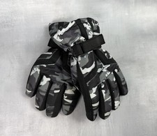 Boys Winter gloves Gray camo waterproof Kid Size Small 0089
