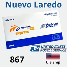 Telcel Mexico NUEVO LAREDO  SIM Card ACTIVATED for UNLIMITED Calls,Sms.