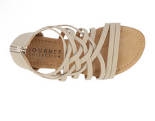 Journee Collection Women's Beige Strappy Flat Sandals Back Zip Synthetic 6.5