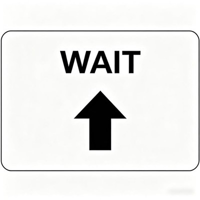 WAIT Up Arrow Plaque Directional Queue Tin Metal Signs Home Décor 8x12