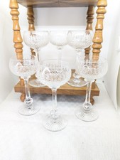 6 antike Jugendstil Weingläser um 1900 Kristallglas Handgeschliffen 