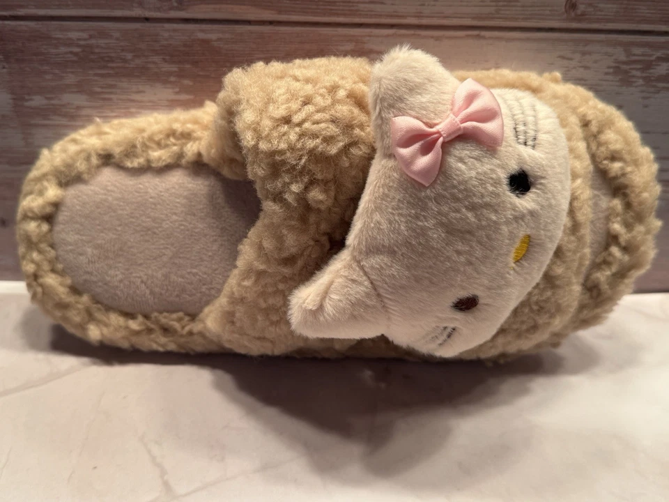 NUEVAS Zapatillas de Felpa Sanrio Hello Kitty Beige Para Mujer Talla 39-39 Punta Abierta Foto 3 de 3