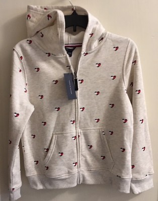 TOMMY HILFIGER GIRLS PATRIOTIC HEART DESIGN ZIP HOODIE  Size L (12-14) NWT