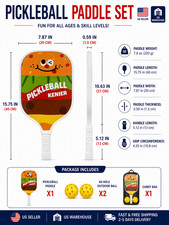 Burger Design Pickleball Paddle with 2 Balls  Bag Outdoor Play Set