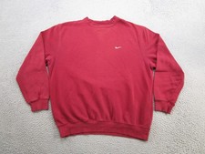 VTG Y2K Nike Mini Swoosh Embroidered Red Crewneck Sweatshirt Size M Silver Tag