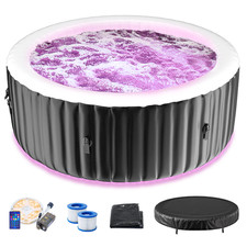 NAIZEA Inflatable Hot Tub with LED Lights 4 Person Blow
