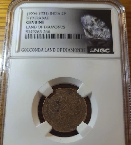 India 1904-1931   2P Paisa Hyderabad - NGC Genuine - Land Of Diamonds Coin