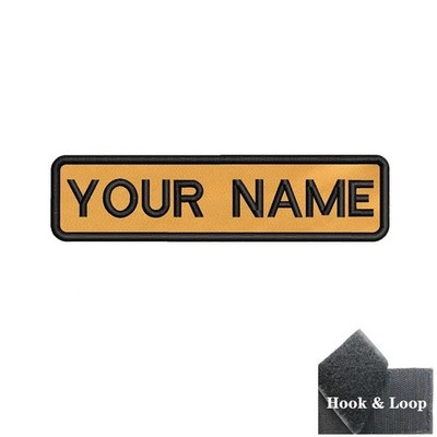 Personalisierter Name Patch Camel Hintergrund - Schwarze Schrift 10 x 2,5 cm Hook & Loop