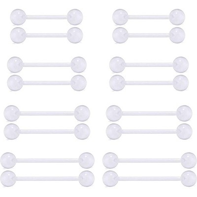 Zungenpiercing Brustwarzenpiercing Set Bioflex Kunststoff 12 14 16 18mm