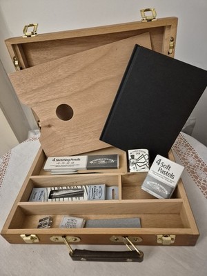 Winsor & Newton, Holzkiste Skizzenset, Bleistifte, Skizzenbuch & mehr unbenutzt