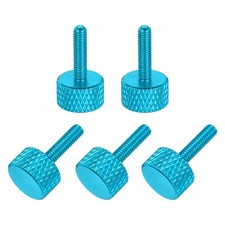 5 Pcs M3x10mm Flat Head Knurled Thumb Screws for Graphics Card, Lake Blue