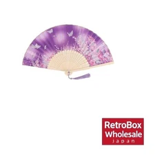 DERAYEE Folding Fan Bamboo Japanese Style Summer Festival Gift Purple B Pattern
