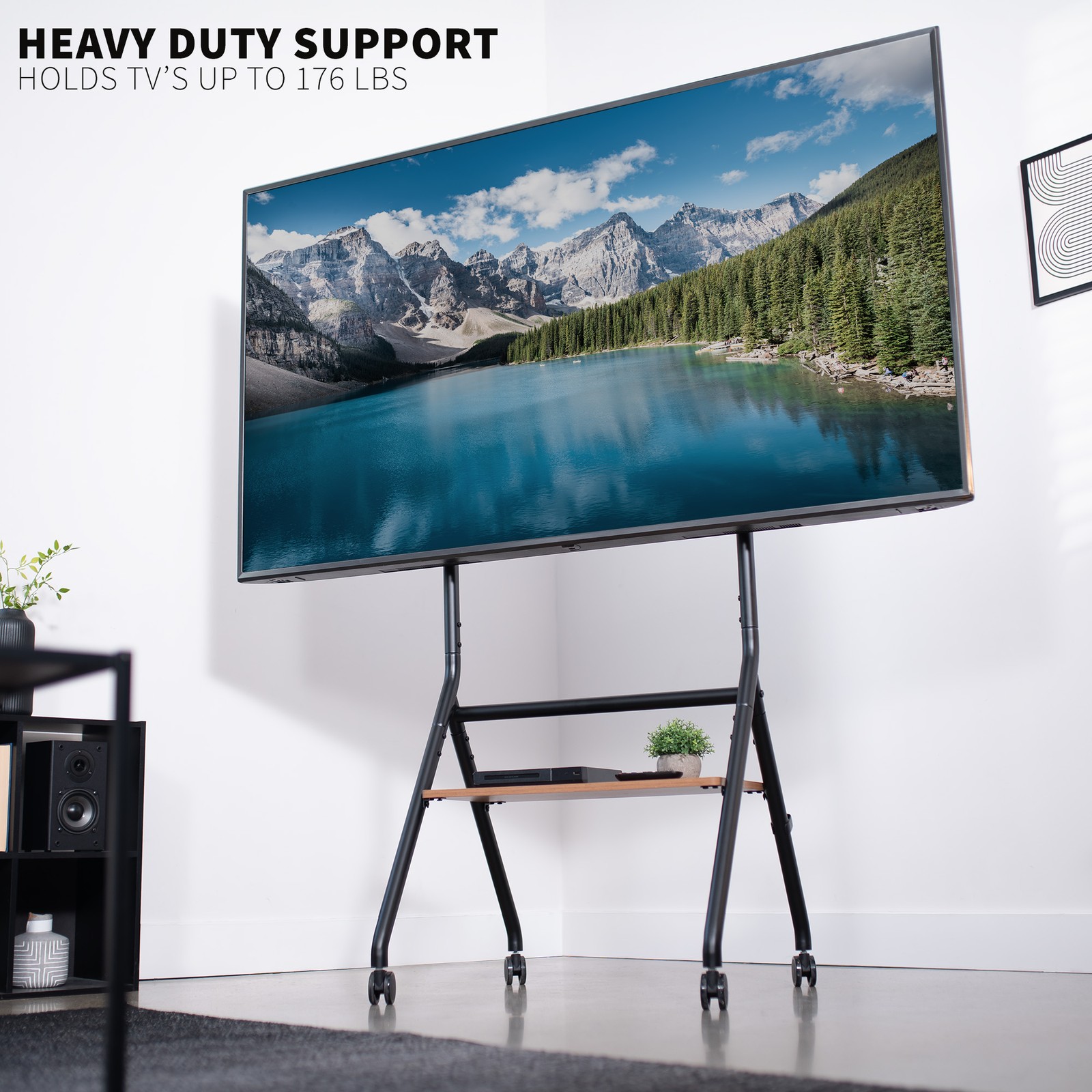 VIVO Mobile Heavy-Duty Height Adjustable Studio TV Cart, Fits 37" to 86" Screens