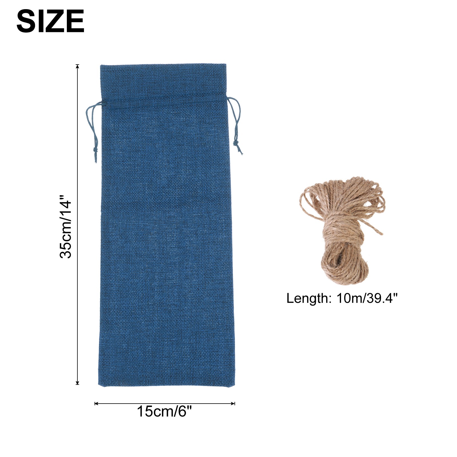 12pcs Burlap Wine Bags, Wine Gift Pouches with Drawstrings, Blue