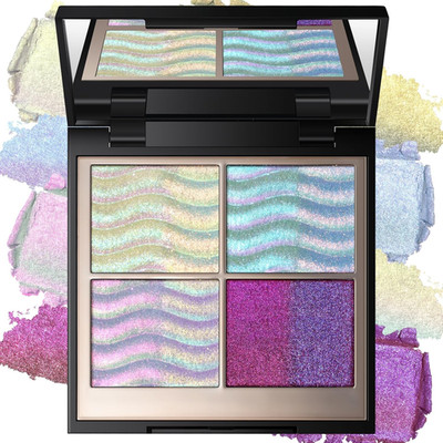 Duochrome Holographic Glitter Eyeshadow Palette, Chameleon Mermaid Blue Pink Plu