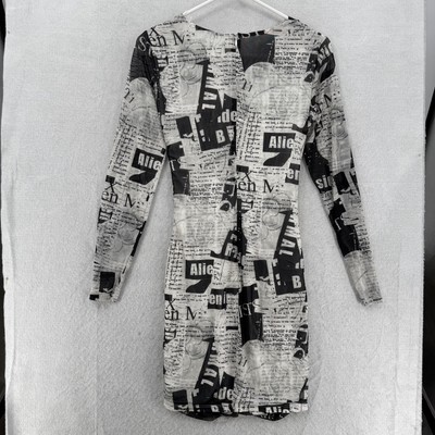 blue dress for baby girl White Newspaper Print Spaghetti Strap Dress Medium