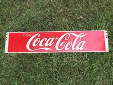 Vintage Coca Cola Display Metal Sign 47”1/2 Long 10” Wide. 70’s-early 80’s