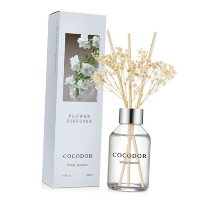 COCODOR Flower Reed Diffuser Set / 3.4oz / White Jasmine/Scent Diffuser with 