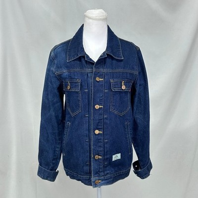 D-Land Men's Size 3 Denim Trucker Jacket Dark Blue Workwear Indie Americana