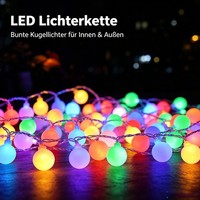 100 LED Lichterkette Kugel Beleuchtung Bunt Garten Party Innen AußEn Deko 10M