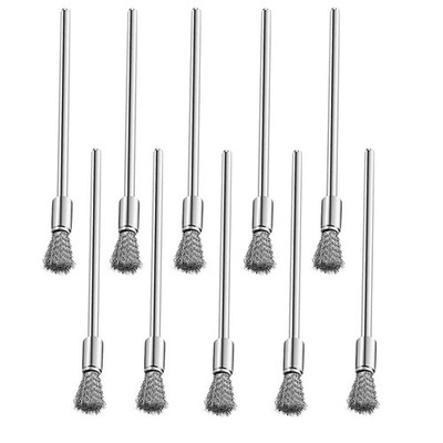 10 Pack Extended Stainless Steel Wire Brush Rust Paint Removal Bits Rotary Tool