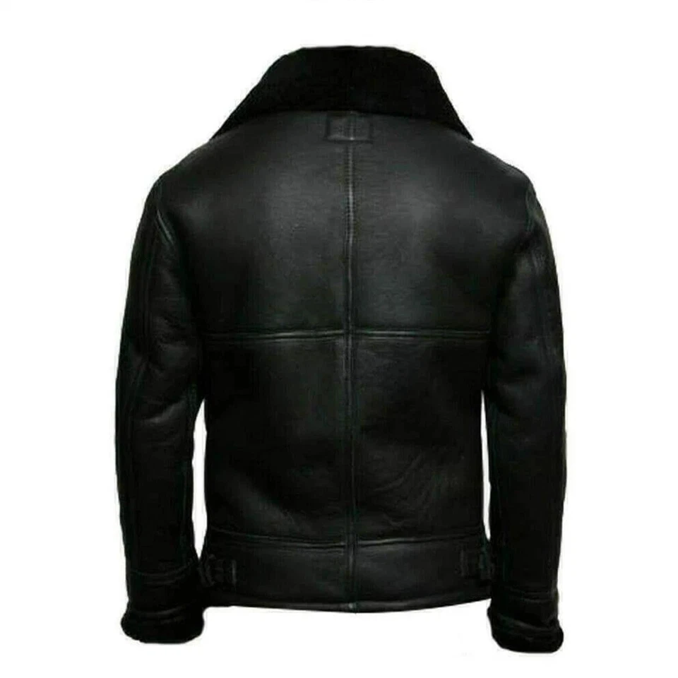 Men’s B3 RAF Aviator Bomber Jacket Real Shearling Leather Flying Coat - Image 3 of 4