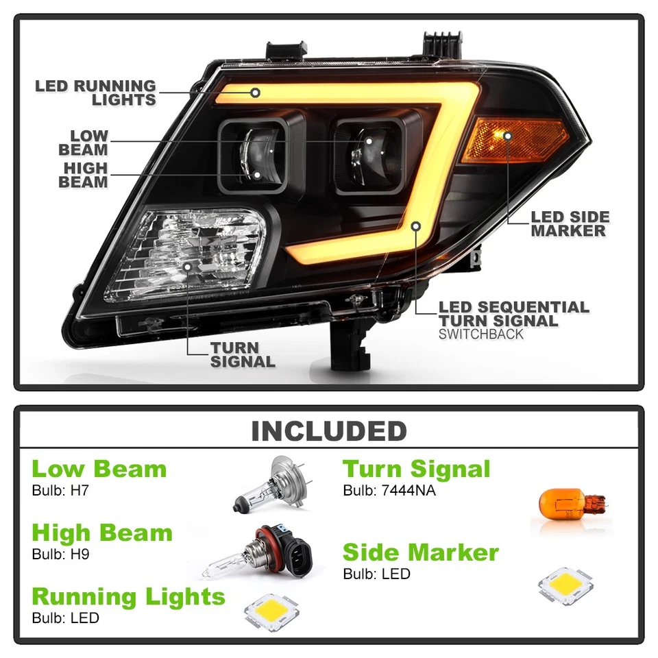Faros proyectores tubo LED para Nissan Frontier Switchback 2009-2021 Foto 4 de 4