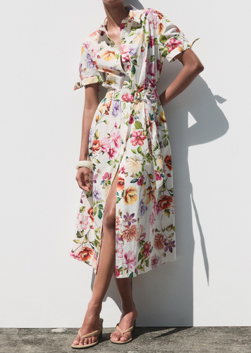 Vestido midi con cinturón estampado floral de ZARA talla L bloggers 2944/340 vacaciones - Imagen 11 de 15