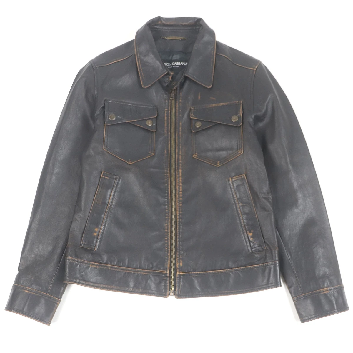 Dolce&Gabbana Leather Outer Shell Brown Coats, Jackets & Vests for
