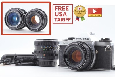 2 Lens [Top MINT] Pentax ME Super Silver 35 Film Camera 50mm f1.7 /28-50mm JAPAN