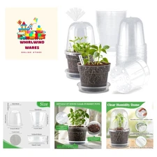 6 Inch Clear Nursery Pots with Humidity Domes 15 Pack, Transparent Plastic Pl...