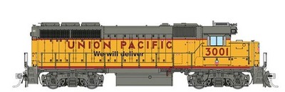 Rapido ~ HO Scale ~ EMD GP40 Mother ~ Union Pacific #3001 ~ DC/Silent ~ 040030