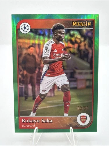 2024-25 Topps Merlin Uefa Club Competitions - Bukayo Saka #7 Green Refractor /99