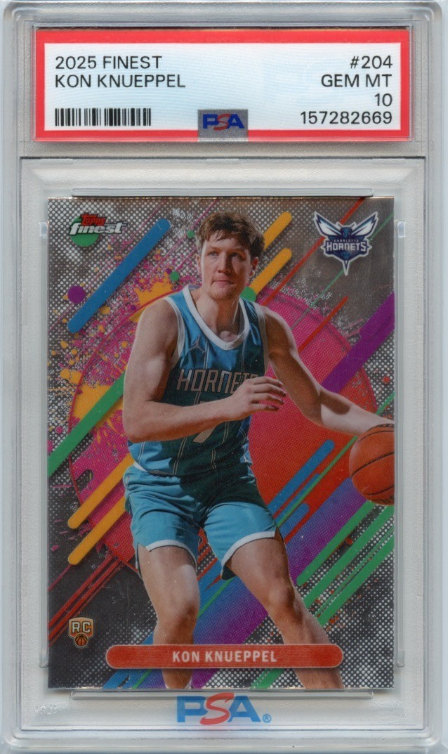 KON KNUEPPEL 2025 TOPPS FINEST ROOKIE RC #204 RARE CHARLOTTE HORNETS PSA 10