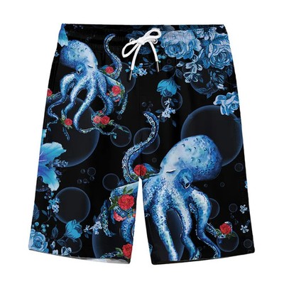 Octopus Turquoise Aloha Hawaiian Shorts