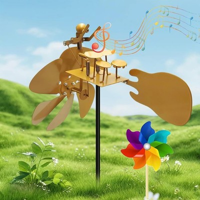 Handmade Metal Drummer Windmill 30cm Schlagzeuger Windrad Gartenstecker Geschenk