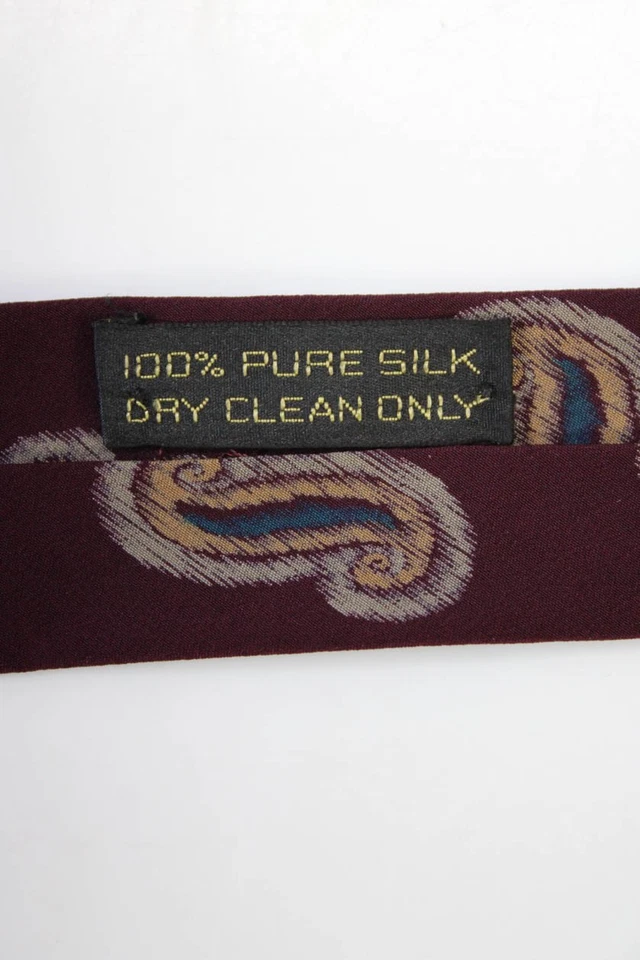 Corbata de seda Giorgio Armani para hombre clásica ancha estampada cachemira roja marrón Foto 4 de 4