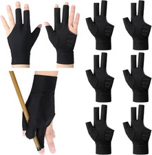 Civaner 8 Pcs 3 Fingers Pool Gloves Billiards Left Hand Cue Sport Show Gloves fo