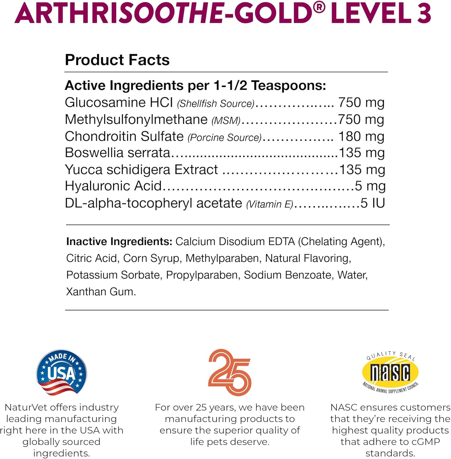 Naturvet &ndash; Arthrisoothe-Gold Advanced Care Liquid | Level 3 Advanced Joint Care 