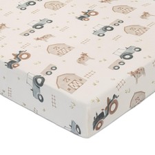 Charlie Farmhouse Tractor Crib Fitted Sheet, 100 Cotton Baby Bed Sheets, Farm...