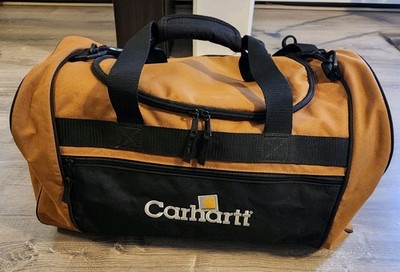 Carhartt Duffle Bag Brown Canvas Medium Sized Double Handle & Shoulder Strap